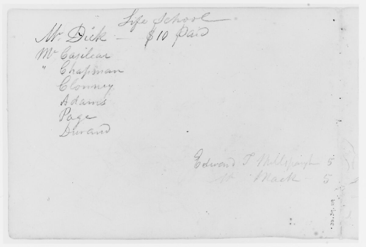 Accounts—"Life School" (from Sketchbook), Asher Brown Durand (American, Jefferson, New Jersey 1796–1886 Maplewood, New Jersey), Graphite on paper, American 