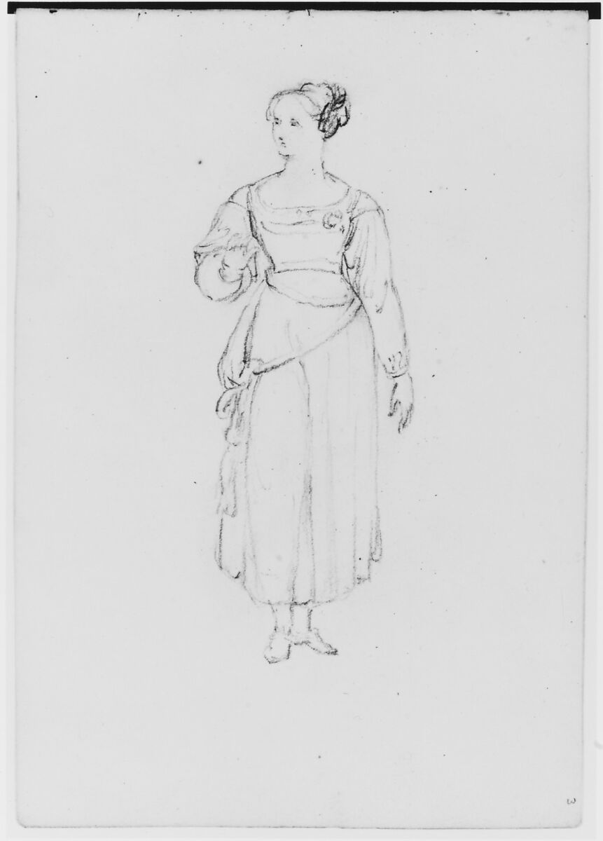 Single Female Figure (from Sketchbook), Asher Brown Durand (American, Jefferson, New Jersey 1796–1886 Maplewood, New Jersey), Graphite on paper, American 