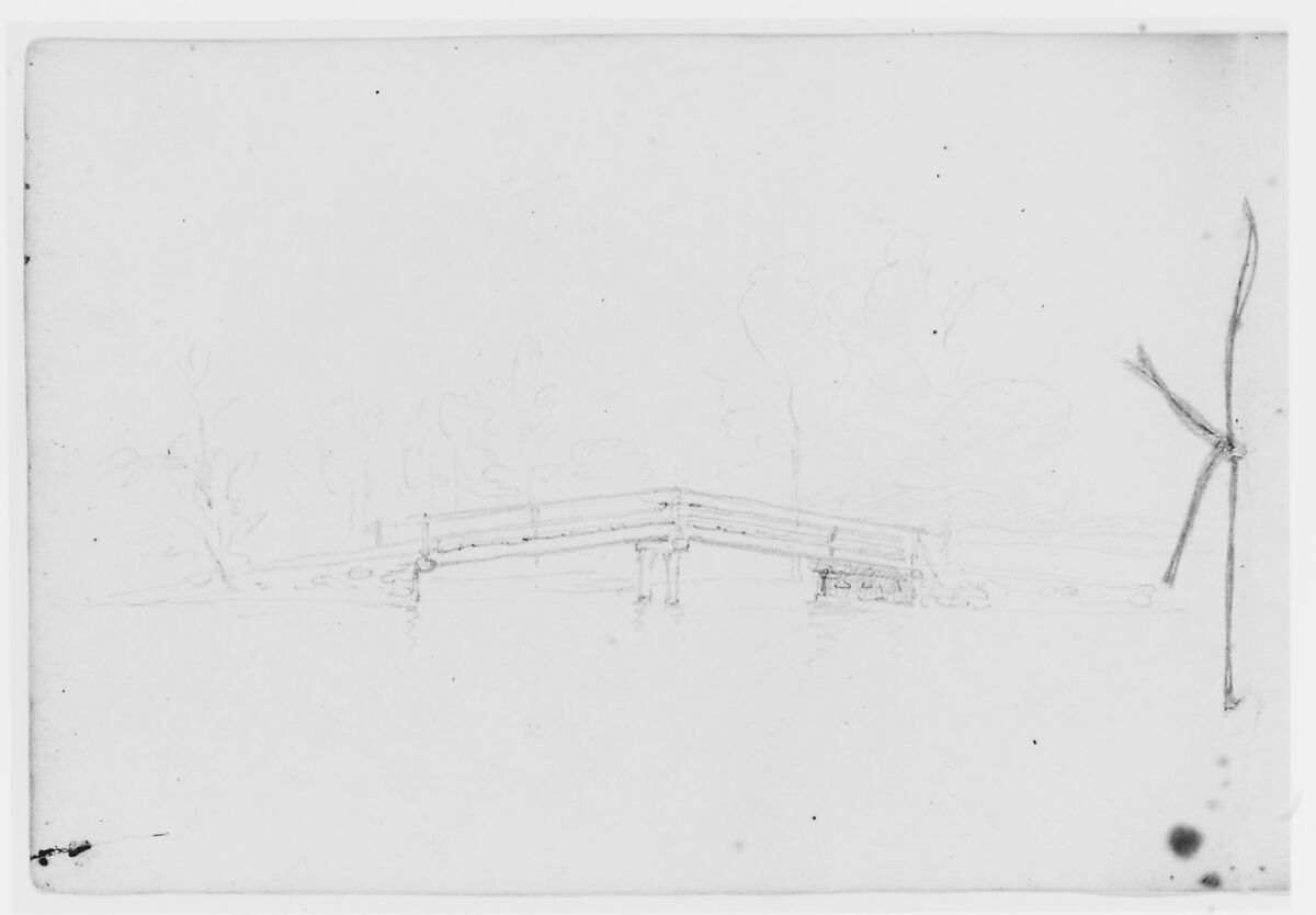 Bridge in Landscape (from Sketchbook), Asher Brown Durand (American, Jefferson, New Jersey 1796–1886 Maplewood, New Jersey), Graphite on paper, American 