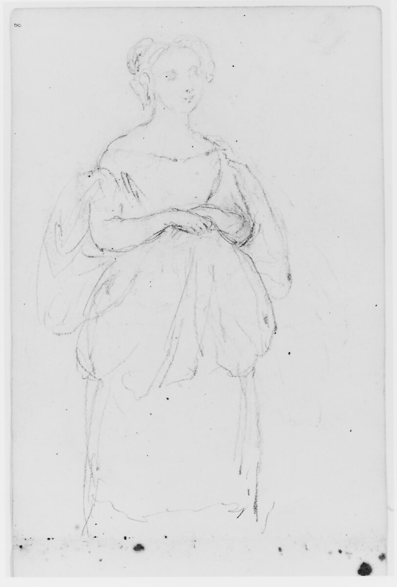 Female Figure (from Sketchbook), Asher Brown Durand (American, Jefferson, New Jersey 1796–1886 Maplewood, New Jersey), Graphite on paper, American 