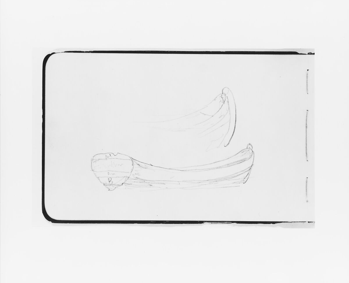 Sketches of Rowboats (from Sketchbook), Albert Bierstadt (American, Solingen 1830–1902 New York), Graphite on wove paper with gilt edges, bound in a leather
 cover, American 