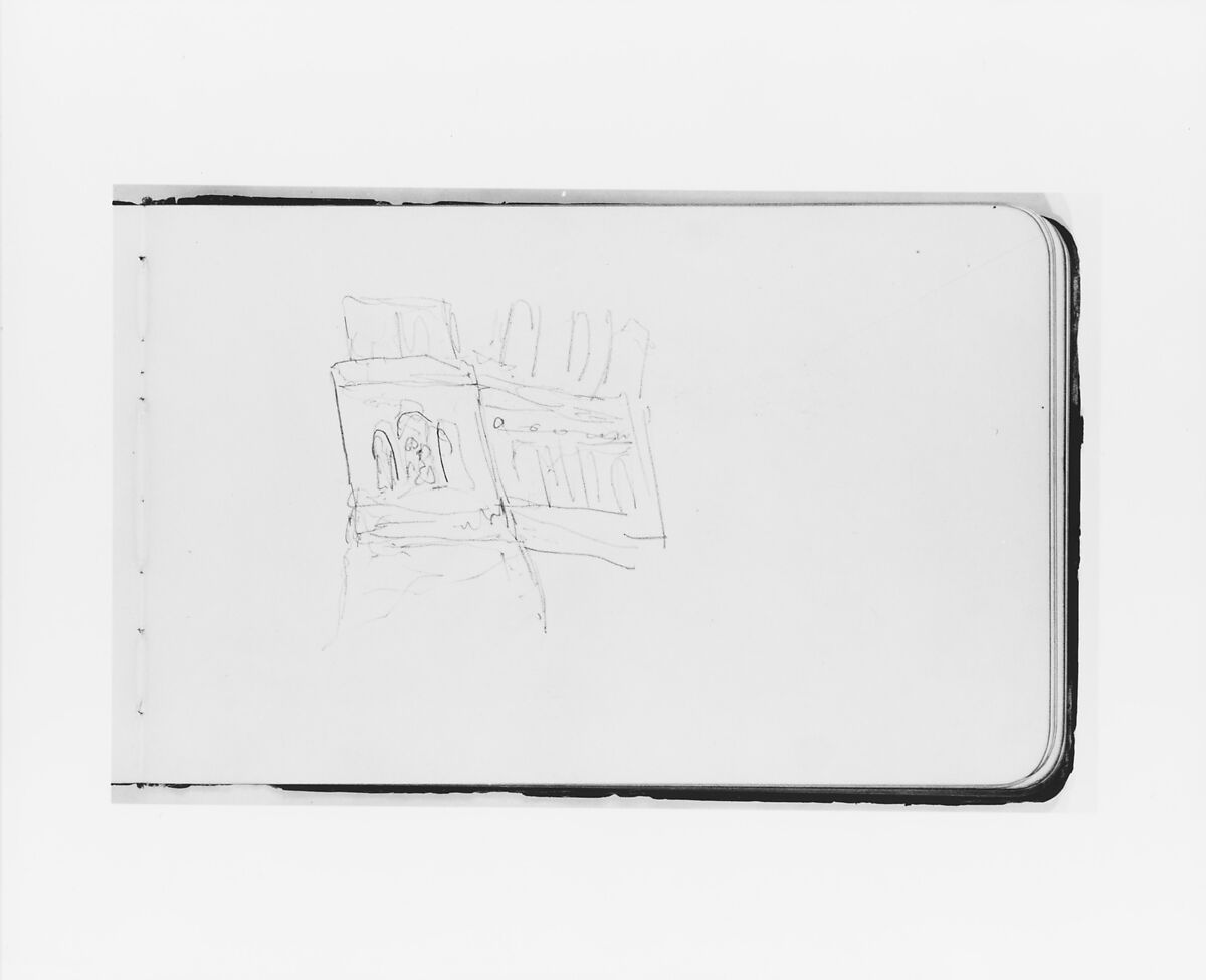 Sketch of a Ship's Stern (from Sketchbook), Albert Bierstadt (American, Solingen 1830–1902 New York), Graphite on wove paper with gilt edges, bound in a leather
 cover, American 