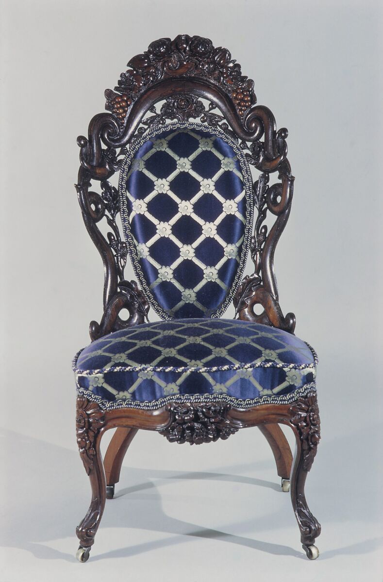 Side Chair, Attributed to John Henry Belter (American, born Germany 1804-1863 New York), Rosewood, ash, American 