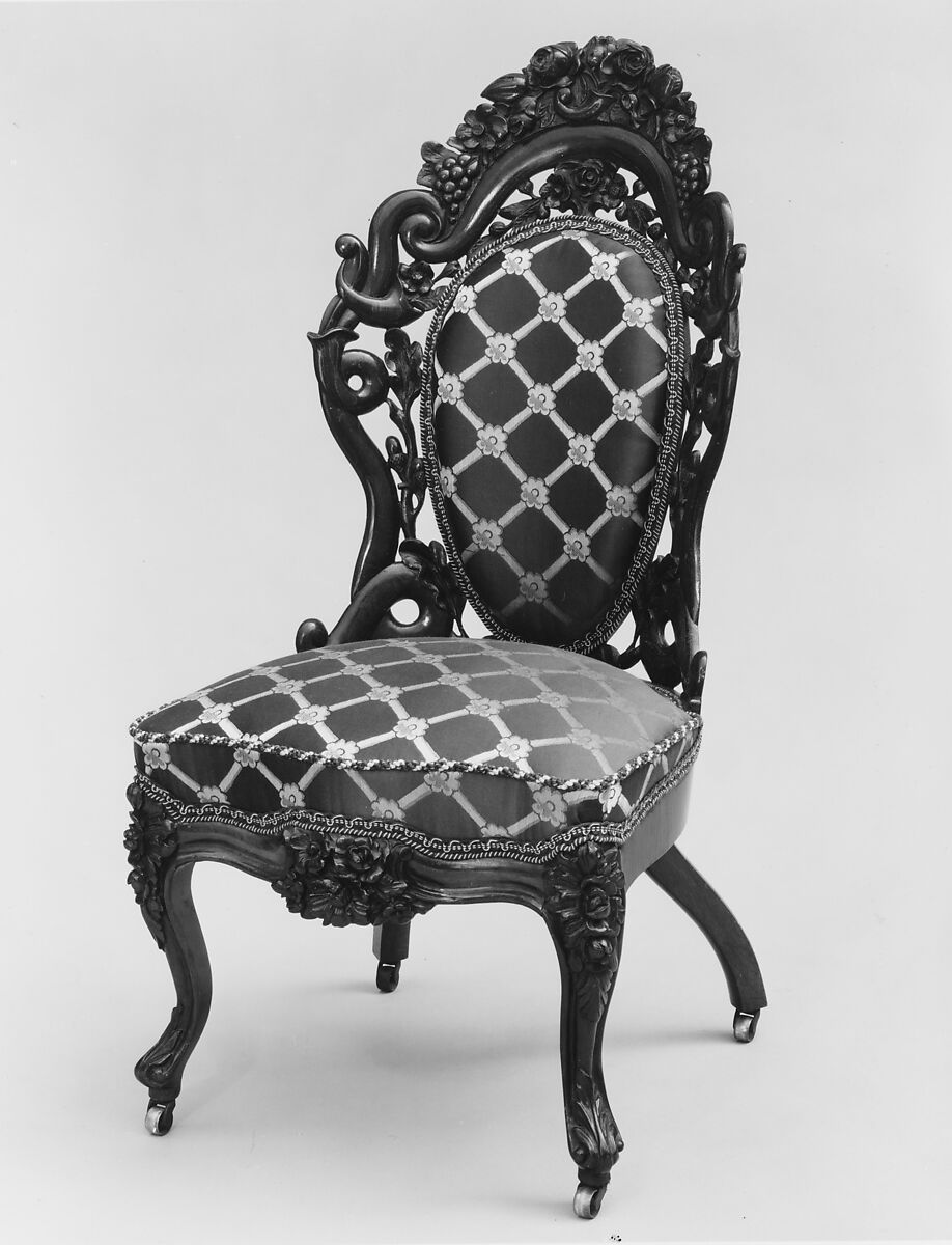 Side Chair, Attributed to John Henry Belter (American, born Germany 1804-1863 New York), Rosewood, ash, American