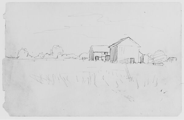 Landscape with Boats (from Sketchbook), Thomas Moran (American (born England), Bolton, Lancashire 1837–1926 Santa Barbara, California), Graphite on paper, American 