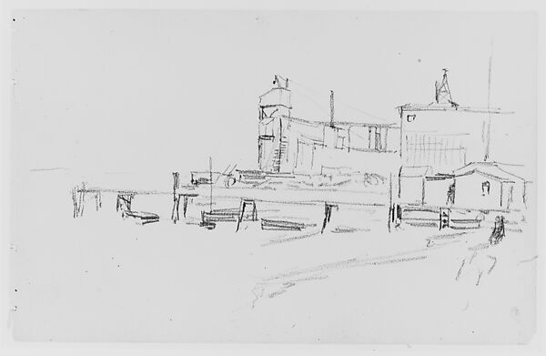 Piers (from Sketchbook), Thomas Moran (American (born England), Bolton, Lancashire 1837–1926 Santa Barbara, California), Graphite on paper, American 