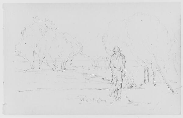 "Farmer" (from Sketchbook), Thomas Moran (American (born England), Bolton, Lancashire 1837–1926 Santa Barbara, California), Graphite on paper, American 