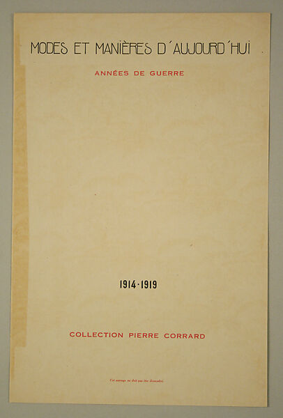 Modes et Manières d'Aujourd'hui, Pierre Corrard, paper, French