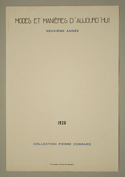 Modes et Manières d'Aujourd'hui, Pierre Corrard, paper, French