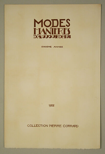 Modes et Manières d'Aujourd'hui, Pierre Corrard, paper, French