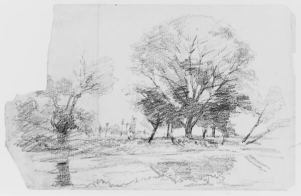 Landscape (from Sketchbook), Thomas Moran (American (born England), Bolton, Lancashire 1837–1926 Santa Barbara, California), Graphite on paper, American 