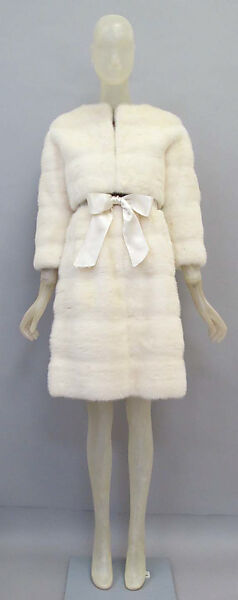 Ensemble, House of Balenciaga (French, founded 1937), mink, silk, French 