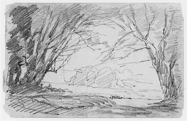 Landscape (from Sketchbook), Thomas Moran (American (born England), Bolton, Lancashire 1837–1926 Santa Barbara, California), Graphite on paper, American 