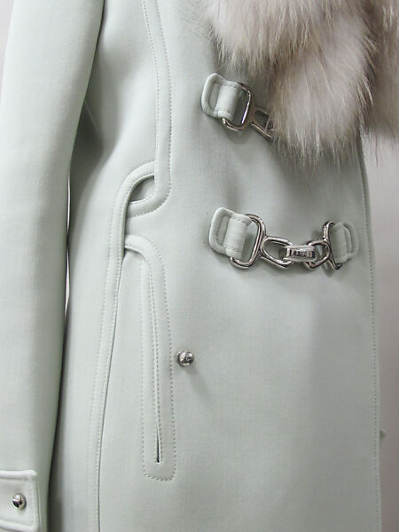 Ensemble, House of Balenciaga (French, founded 1937), wool, synthetic, fur, metal, French