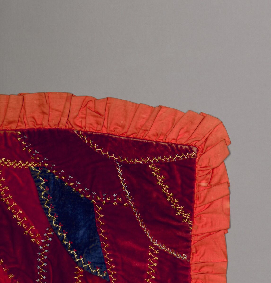 Tablecover: "Crazy", Silk and Cotton, American