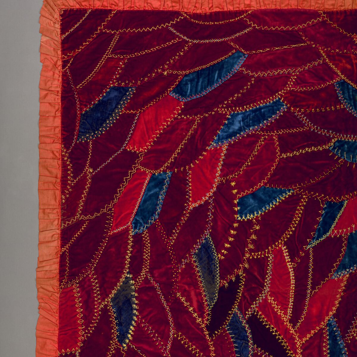 Tablecover: "Crazy", Silk and Cotton, American