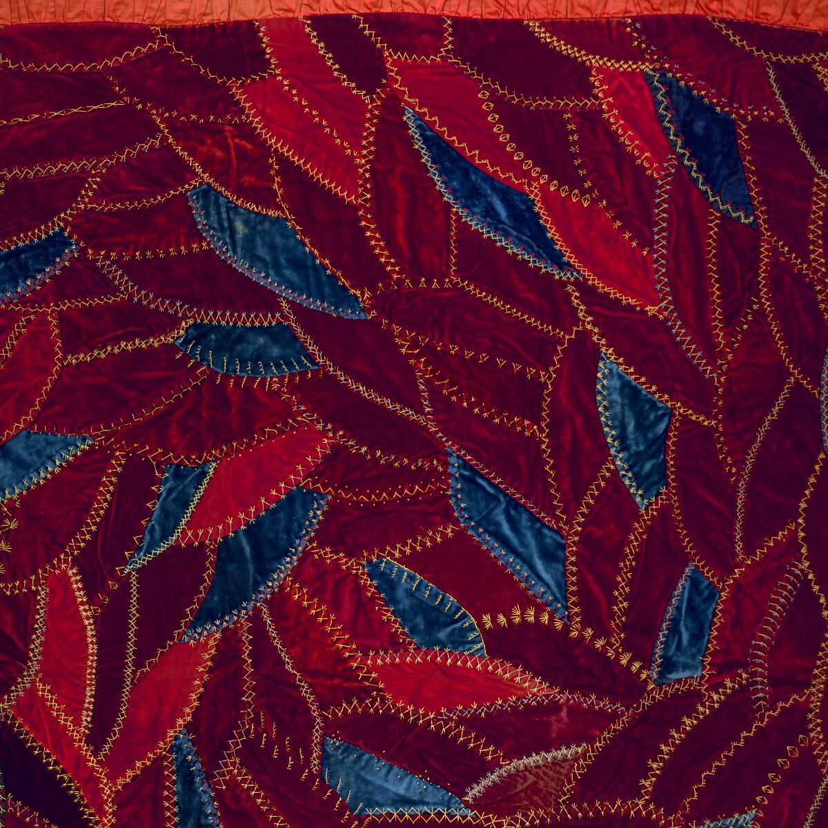 Tablecover: "Crazy", Silk and Cotton, American
