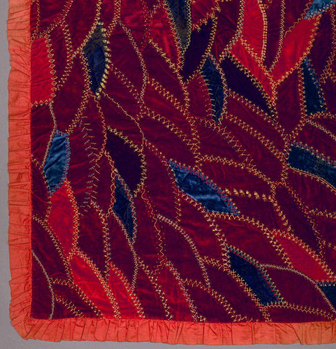 Tablecover: "Crazy", Silk and Cotton, American