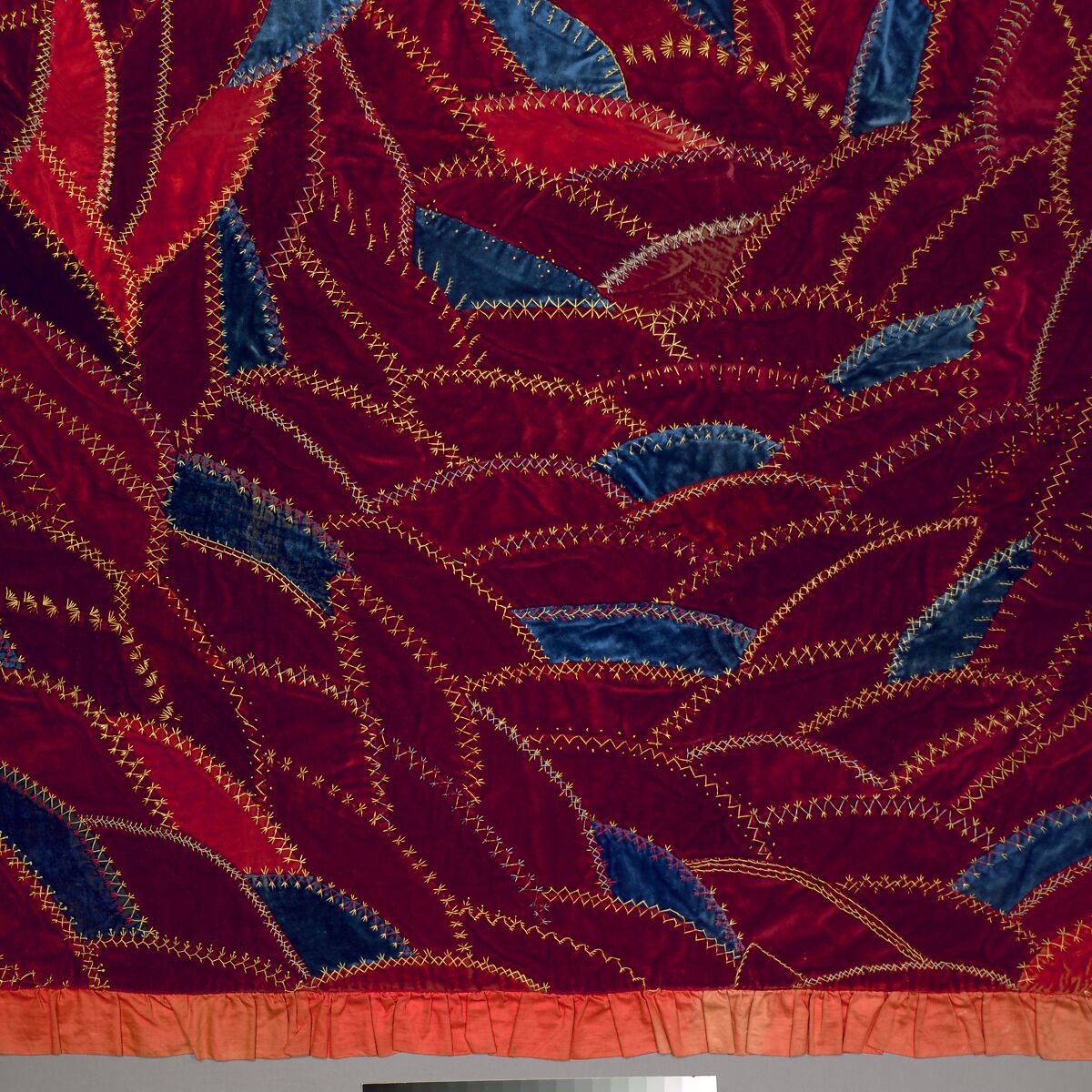 Tablecover: "Crazy", Silk and Cotton, American