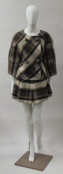 Ensemble, House of Balenciaga (French, founded 1937), wool, silk, synthetic, metal, French 