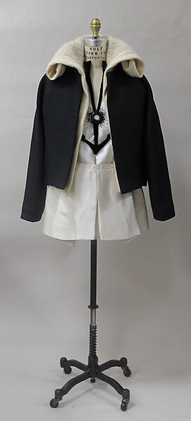 Ensemble, House of Balenciaga (French, founded 1937), wool, silk, metal, synthetic, French 