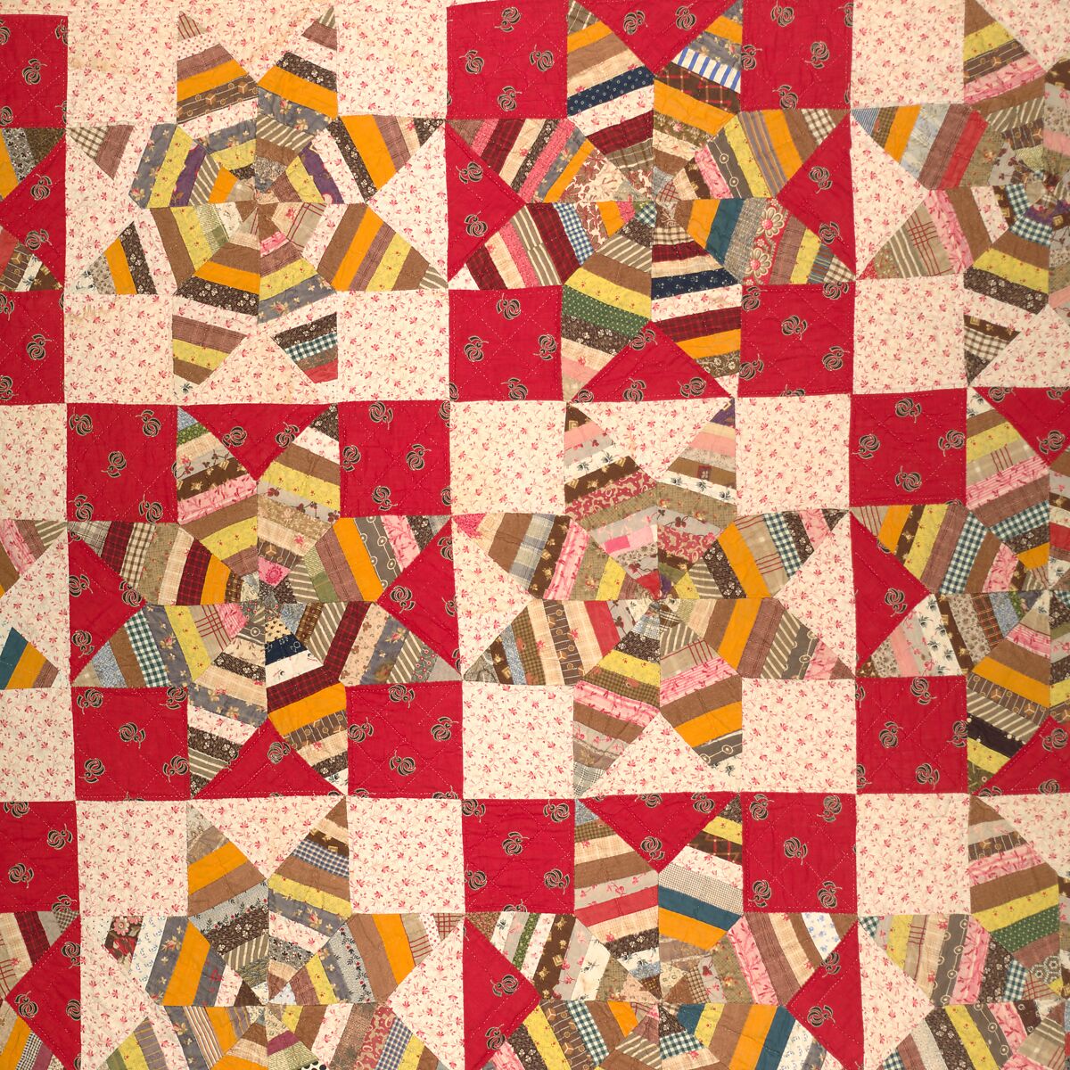 Quilt, Spiderweb pattern, Cotton, American