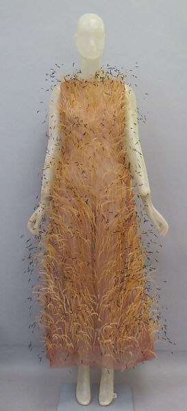 Ensemble, House of Balenciaga (French, founded 1937), silk, feathers, Spanish 