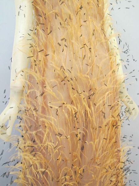 Ensemble, House of Balenciaga (French, founded 1937), silk, feathers, Spanish