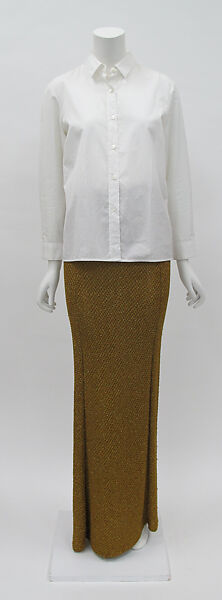 Ensemble, Dries Van Noten (Belgian, born 1958), cotton, synthetic, mother-of-pearl, Belgian 