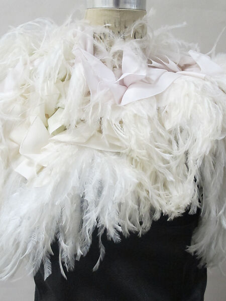 Dress, House of Balenciaga (French, founded 1937), leather, silk, cotton, ostrich feathers, metal, French