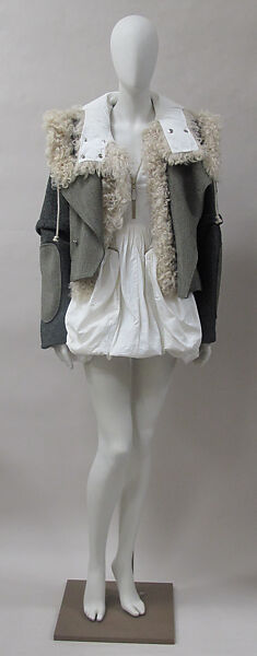 Ensemble, House of Balenciaga (French, founded 1937), wool, synthetic, shearling, metal, French 
