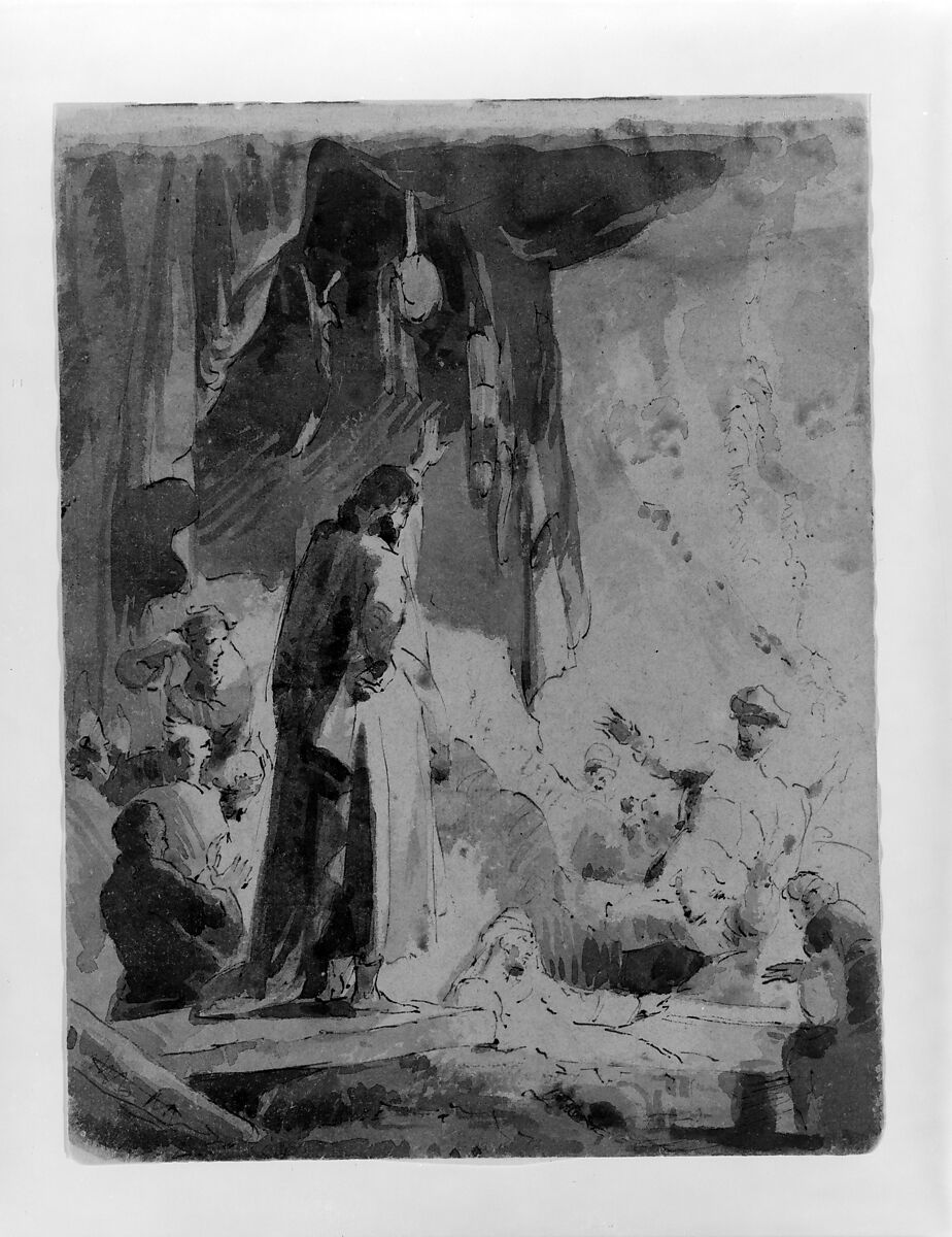Raising of Lazarus (from Sketchbook), Thomas Sully (American, Horncastle, Lincolnshire 1783–1872 Philadelphia, Pennsylvania), Ink, wash, on paper, American 