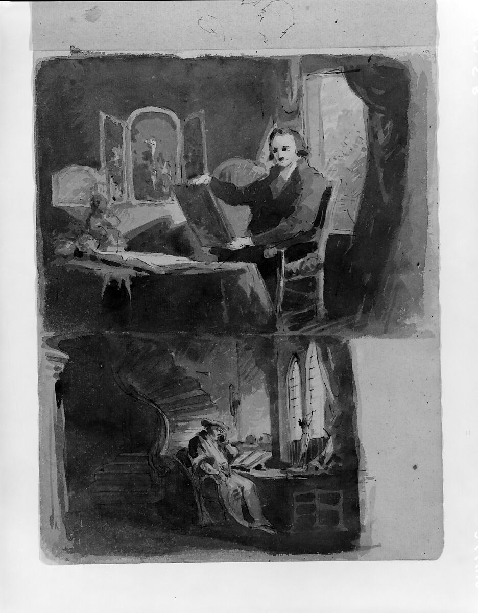 Abraham Francen, the Scholar (from Sketchbook), Thomas Sully (American, Horncastle, Lincolnshire 1783–1872 Philadelphia, Pennsylvania), Ink, wash, on paper, American 