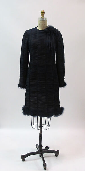 Dress, House of Chanel (French, founded 1910), silk, feathers, metal, French 