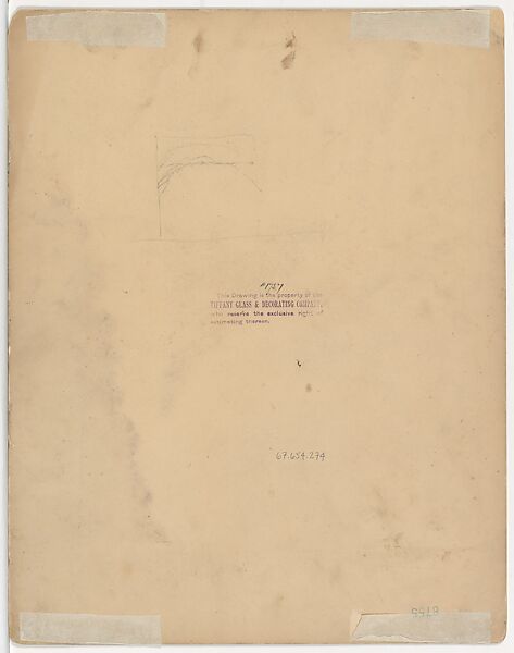 Design for a filigree spandrel, Louis C. Tiffany (American, New York 1848–1933 New York), Ink and watercolor over graphite on paper, American
