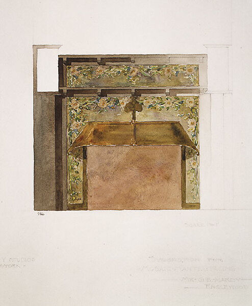 Suggestion for mosaic mantel facing / Mr. G. E. Hardy, Englewood, New Jersey, Louis C. Tiffany (American, New York 1848–1933 New York), Watercolor on paper, American