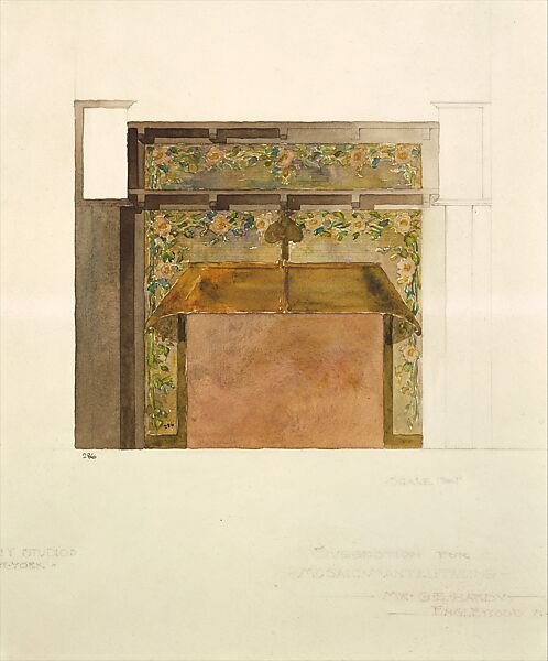 Suggestion for mosaic mantel facing / Mr. G. E. Hardy, Englewood, New Jersey, Louis C. Tiffany (American, New York 1848–1933 New York), Watercolor on paper, American