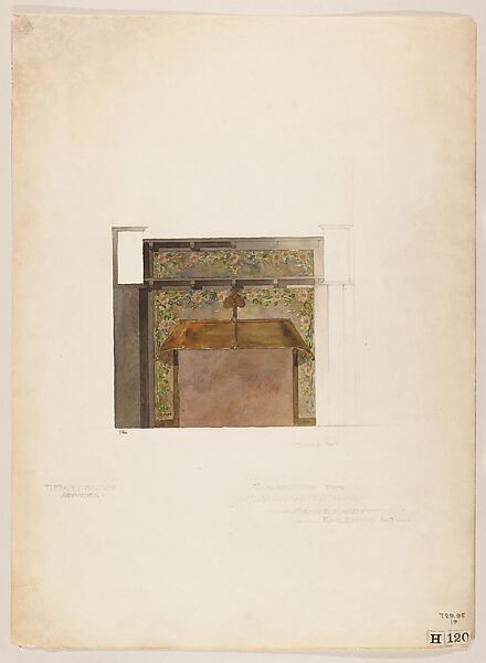 Suggestion for mosaic mantel facing / Mr. G. E. Hardy, Englewood, New Jersey, Louis C. Tiffany (American, New York 1848–1933 New York), Watercolor on paper, American 