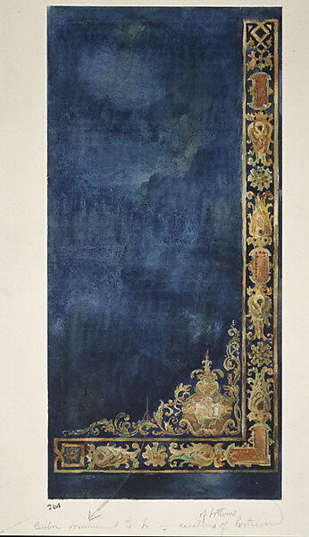 Design for a portiere, Louis C. Tiffany (American, New York 1848–1933 New York), Transparent and opaque watercolor and graphite on off-white wove paper mounted to a paper-faced paper board, American