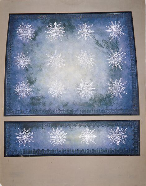 Design for ceiling of Hershey Community Theater, Hershey, Pennsylvania, Louis C. Tiffany (American, New York 1848–1933 New York), Transparent and opaque watercolor, aluminum paint and bronze powder, metallic ink on artist board with orginal shaped window mat, American