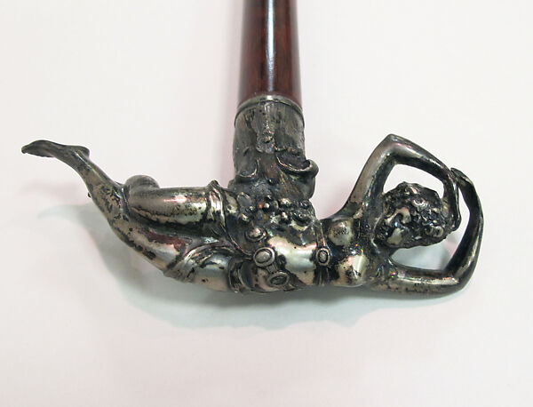 Walking stick, silver, wood, American or European 