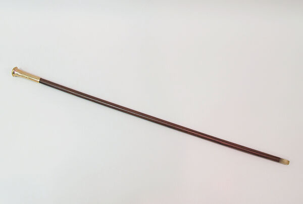Walking stick, wood, metal, glass, horn, French