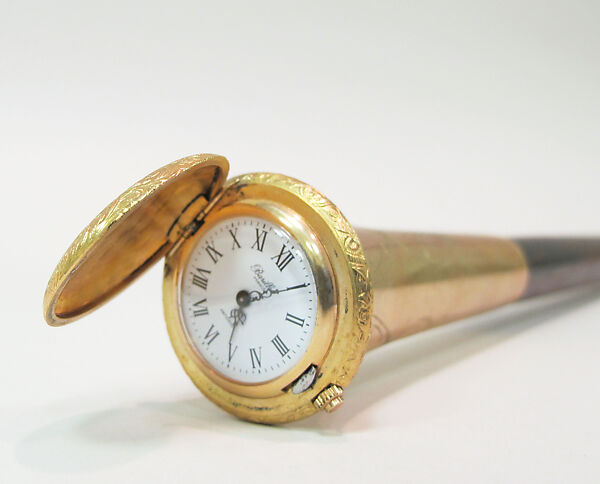 Walking stick, wood, metal, glass, horn, French 