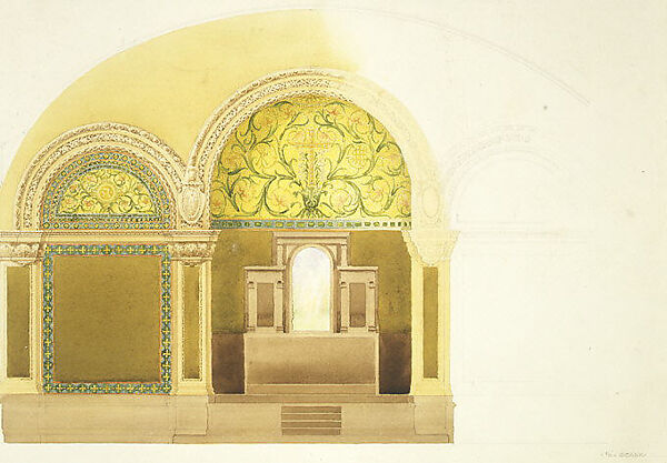 Suggestion for decoration, St. John's Reform Church, Allentown, PA, Louis C. Tiffany (American, New York 1848–1933 New York), Watercolor and graphite on paper on paper board, American