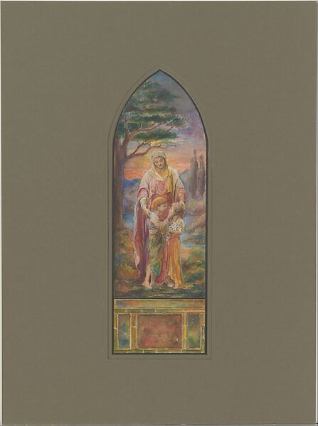 Suggestion for Window, Louis C. Tiffany (American, New York 1848–1933 New York), Gouache and watercolor over silver gelatin photograph collage and watercolor, pen and black India ink, and graphite on wove paper support:, American