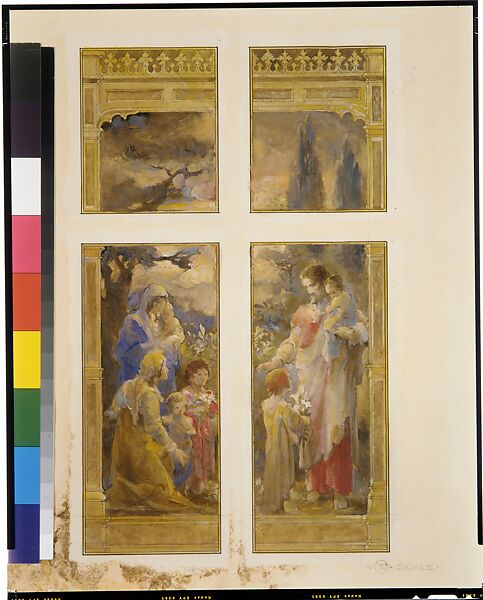 Suggestion for Window, Mr. J.C. Williams, All Saints' Chapel, Atlanta, Georgia, Louis C. Tiffany (American, New York 1848–1933 New York), Transparent and opaque watercolor, ink, and graphite on, American