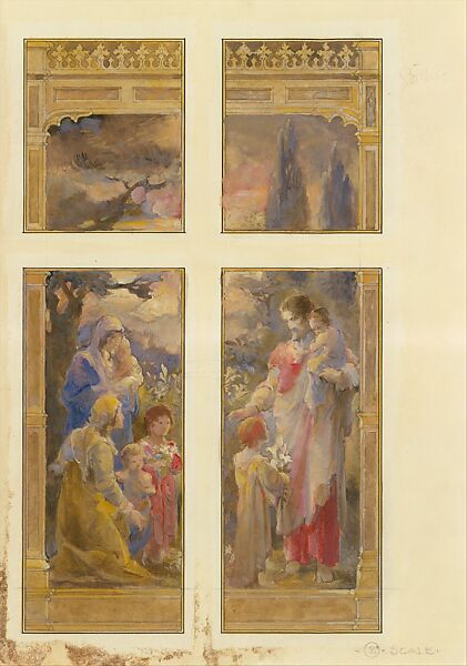 Suggestion for Window, Mr. J.C. Williams, All Saints' Chapel, Atlanta, Georgia, Louis C. Tiffany (American, New York 1848–1933 New York), Transparent and opaque watercolor, ink, and graphite on, American