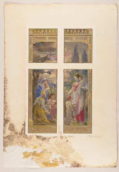 Suggestion for Window, Mr. J.C. Williams, All Saints' Chapel, Atlanta, Georgia, Louis C. Tiffany (American, New York 1848–1933 New York), Transparent and opaque watercolor, ink, and graphite on, American