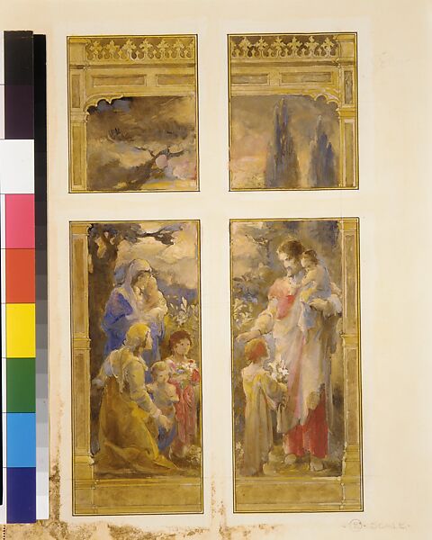 Suggestion for Window, Mr. J.C. Williams, All Saints' Chapel, Atlanta, Georgia, Louis C. Tiffany (American, New York 1848–1933 New York), Transparent and opaque watercolor, ink, and graphite on, American