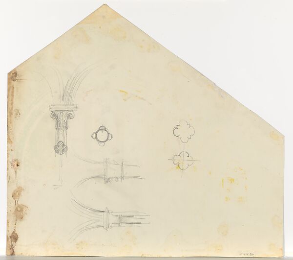 Design for chancel with Noli Me Tangere window, First Presbyterian Church, Lake Forest, Illinois, Louis C. Tiffany (American, New York 1848–1933 New York), Transparent and opaque watercolor, photograph, collage, pen and colored inks, graphite, American